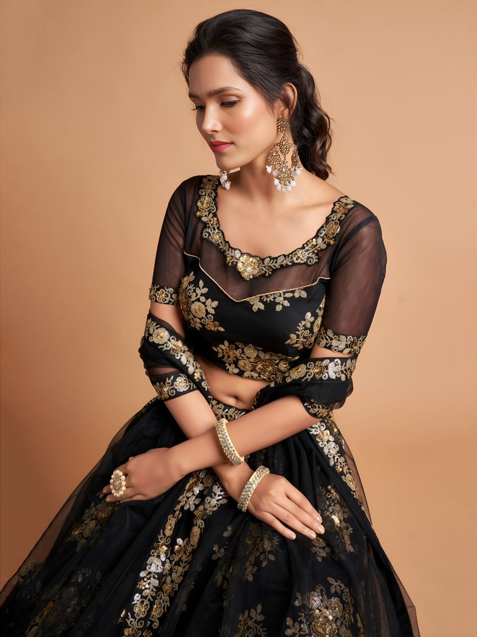 Black Sequins Embroidered Designer Lehenga Choli