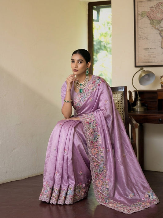 Designer Party Wear Pure Soft Tissue Silk Saree
