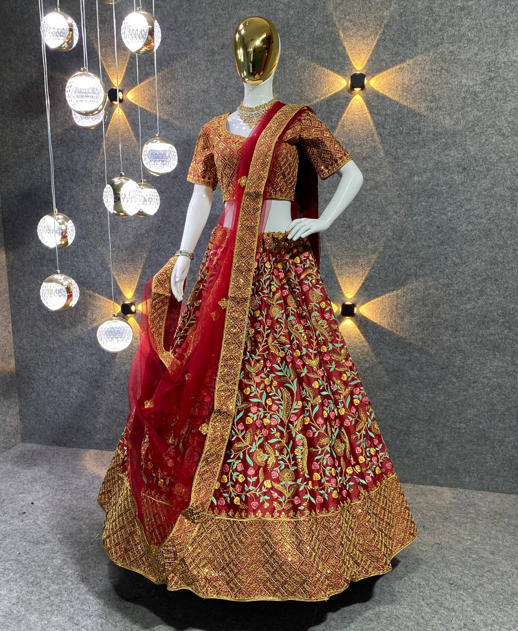 Maroon Colour Embroidered Attractive Party Wear Silk Lehenga choli