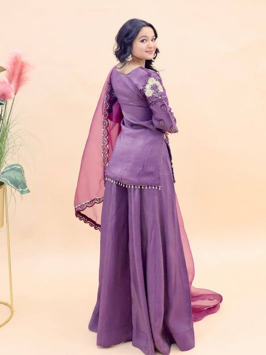 New Designer Party Top Pallazo & Dupatta Set