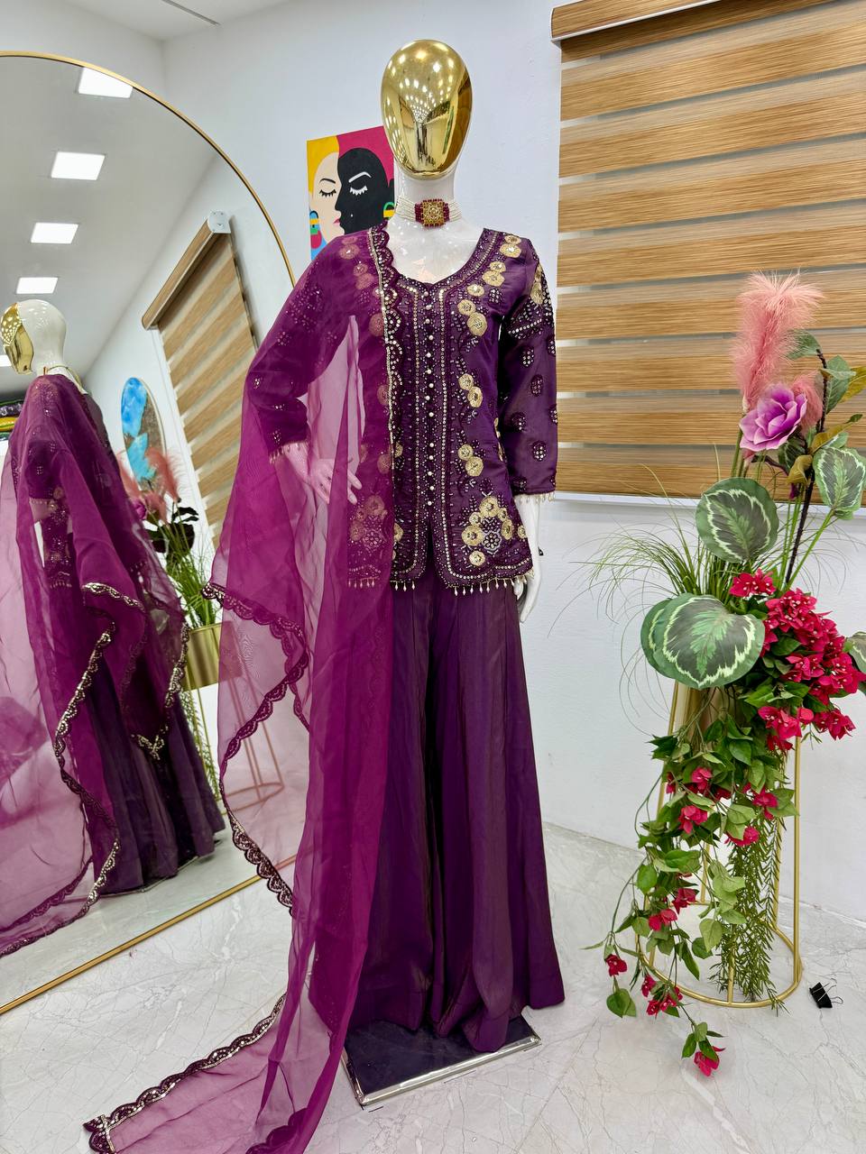 VÊTEMENTS DE COURSE TENDANCE HAUT EN FAUSSE GEORGETTE BRODERIE EN FIL DE COTON