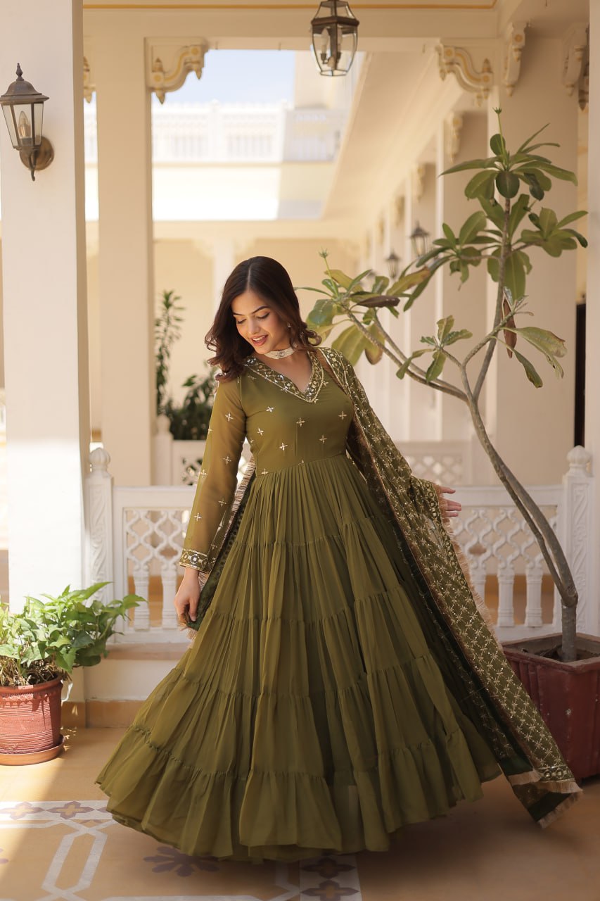 Discover the elegance of traditional attire with our Designer Festive Wear Gown