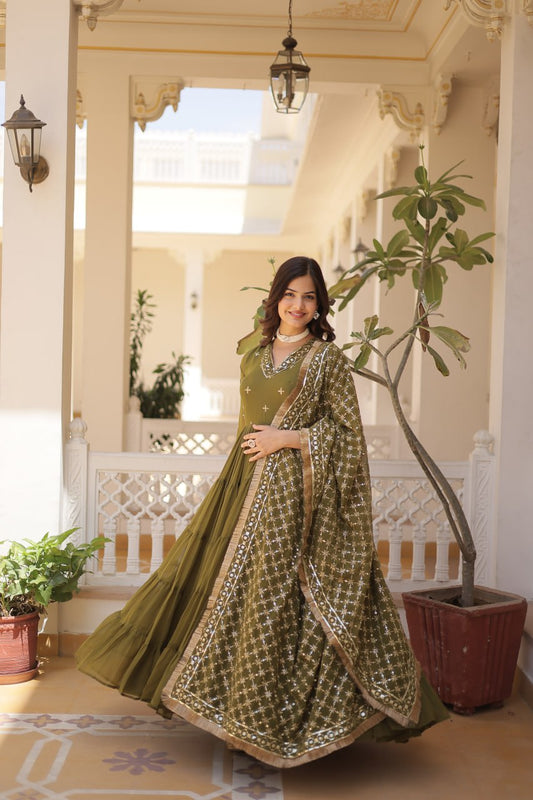 Discover the elegance of traditional attire with our Designer Festive Wear Gown