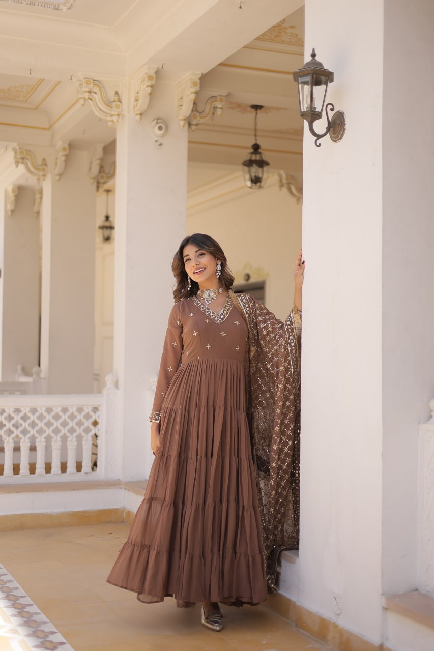 Discover the elegance of traditional attire with our Designer Festive Wear Gown