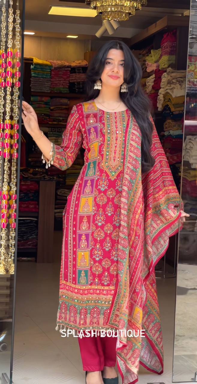 DESIGNER WEAR TRENDING TOP WITH PRINTED WORK SUIT