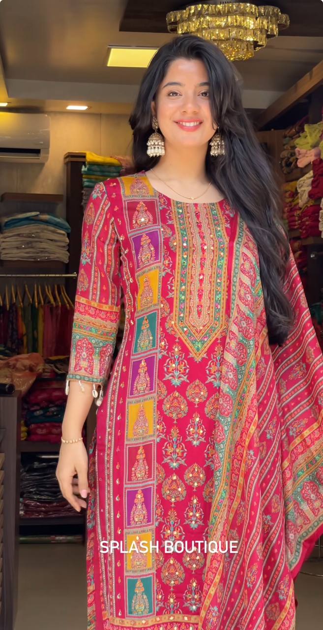 DESIGNER WEAR TRENDING TOP WITH PRINTED WORK SUIT