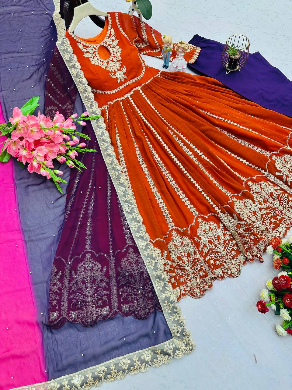 VÊTEMENTS DE COURSE TENDANCE HAUT EN FAUSSE GEORGETTE BRODERIE EN FIL DE COTON