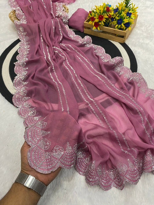 saree fabric star georgette with beautiful siroski