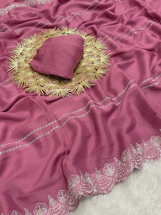 saree fabric star georgette with beautiful siroski