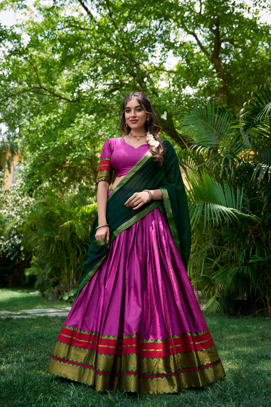 Poly cotton Zari Weaving Work Lehenga
