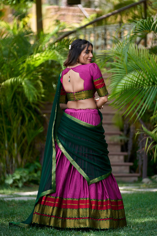 Poly cotton Zari Weaving Work Lehenga