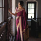 beautiful Zari work in form of traditional motifs Saree