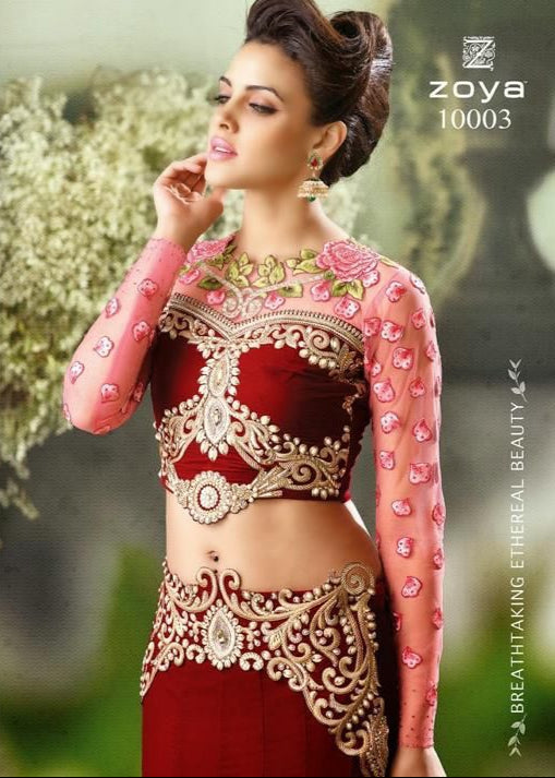 Multi Thread & Jari Embroidery Stich With Stone & Moti Work Lehenga