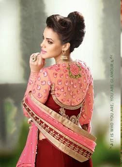 Multi Thread & Jari Embroidery Stich With Stone & Moti Work Lehenga