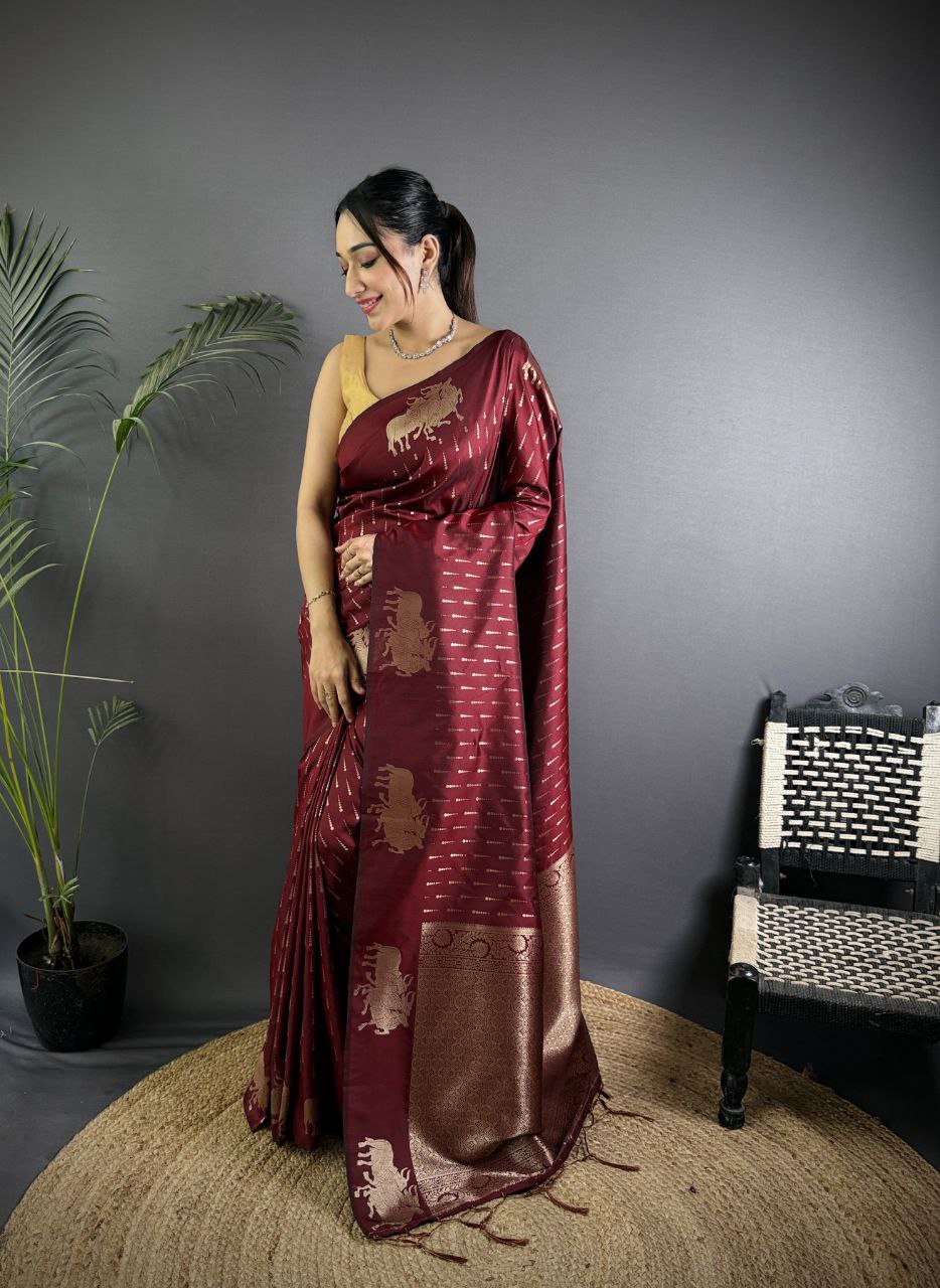 Very Unique lichi silk saree with Beautiful weaving