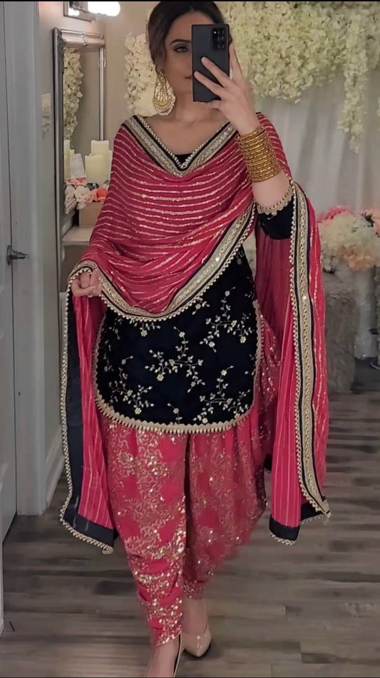 Launching New Designer Party Wear Look Top Dhoti Salwar and Dupatta