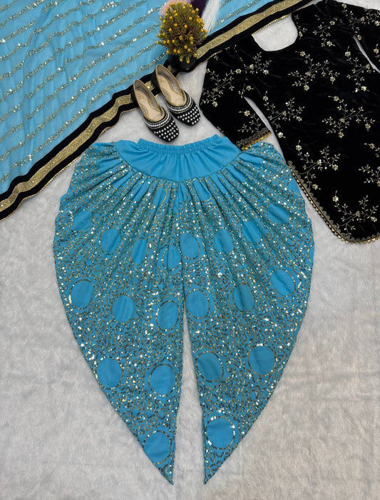 Launching New Designer Party Wear Look Top Dhoti Salwar and Dupatta