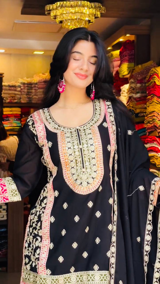 New Designer Party Top Pallazo & Dupatta Set