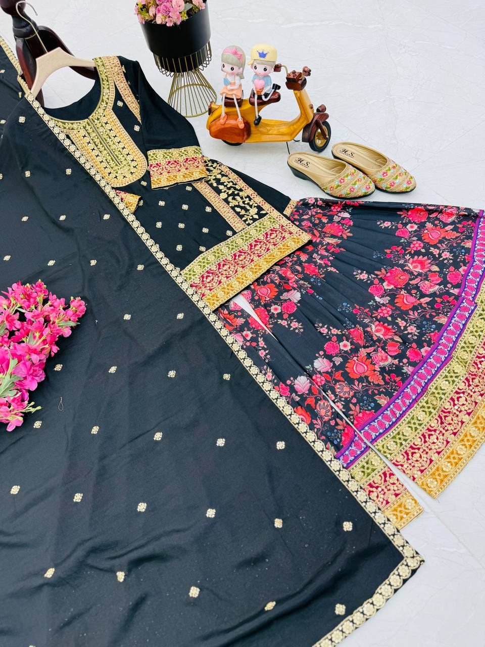 New Designer Party Top Pallazo & Dupatta Set