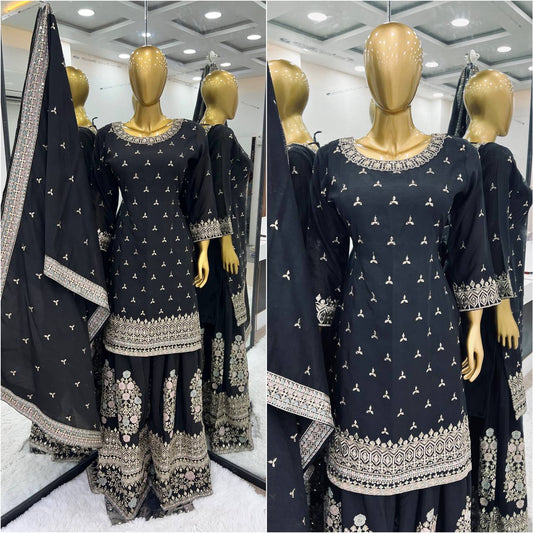 New Designer Party Wear Look Fancy Top-Dupatta and Fully Stitched Sharara