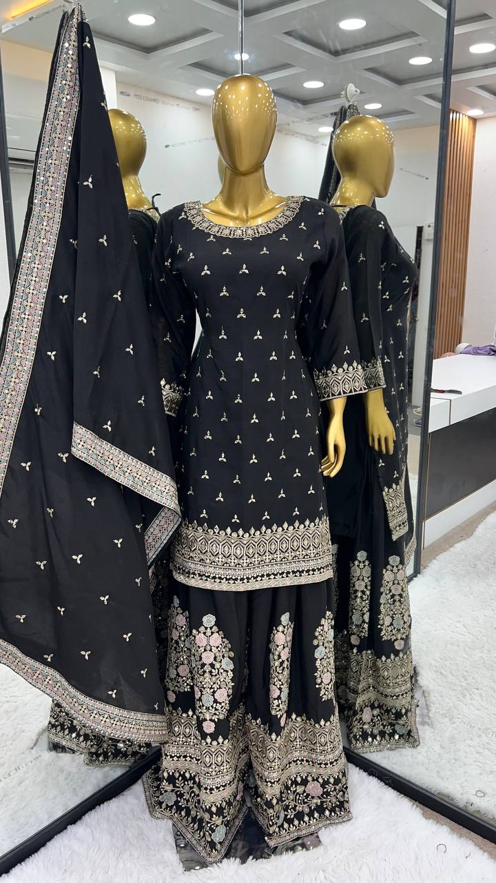 New Designer Party Wear Look Fancy Top-Dupatta and Fully Stitched Sharara