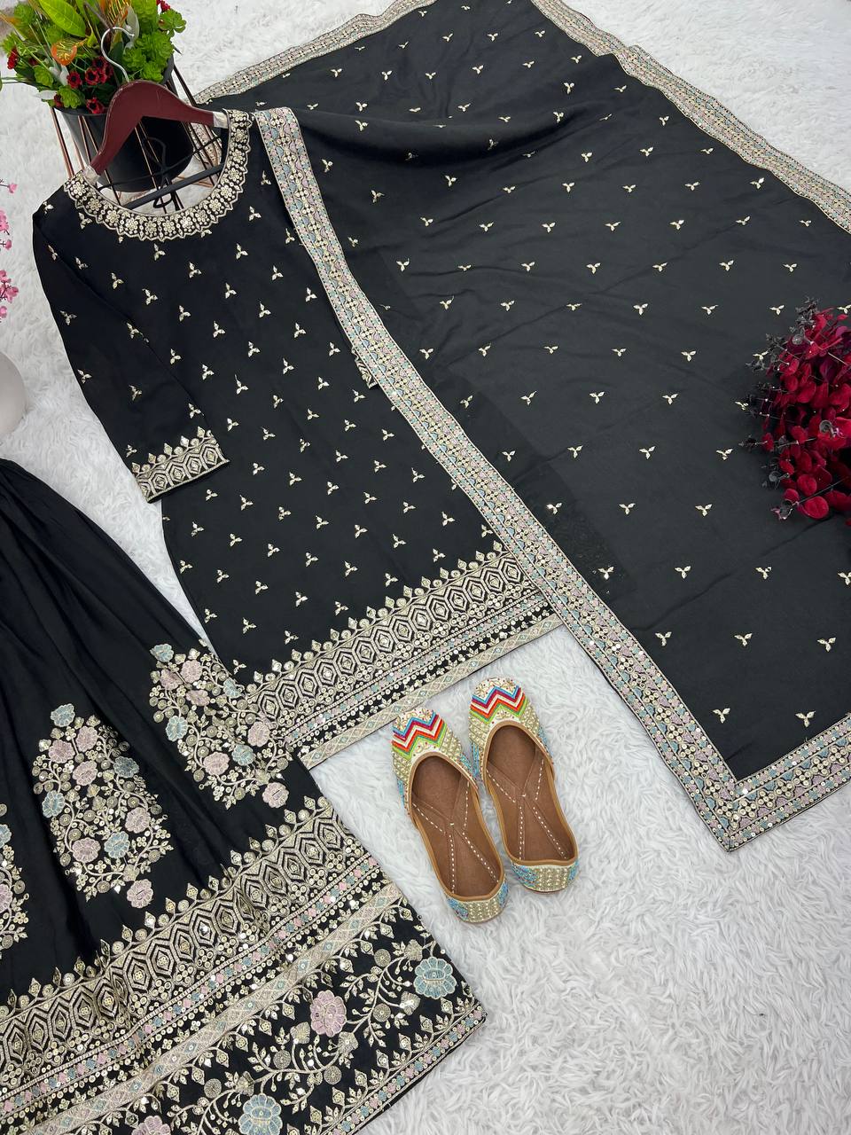 New Designer Party Wear Look Fancy Top-Dupatta and Fully Stitched Sharara