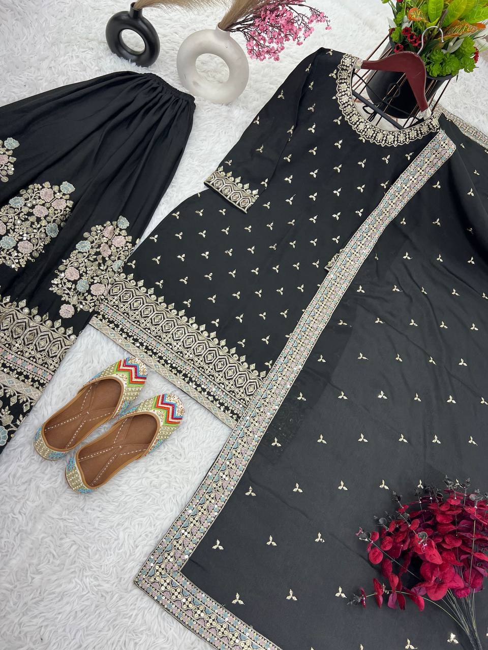 New Designer Party Wear Look Fancy Top-Dupatta and Fully Stitched Sharara