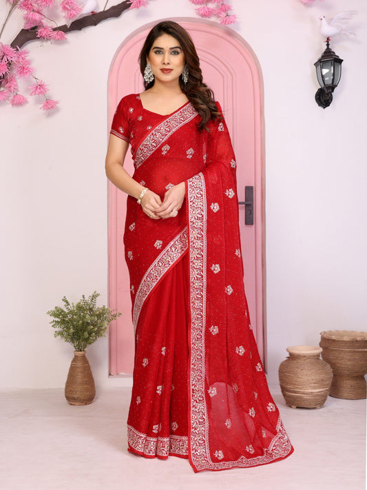 Party Wear Soft  Fendy Chiffon silk Saree