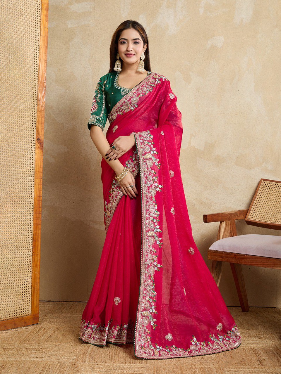 Party Wear Soft Fendy Chiffon silk Saree