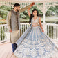 Net lehnga with foil paper & zari work Lehenga