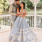 Net lehnga with foil paper & zari work Lehenga