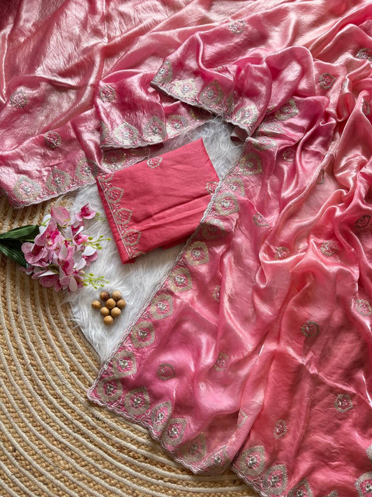 Premium Dual tone fandy silk Saree