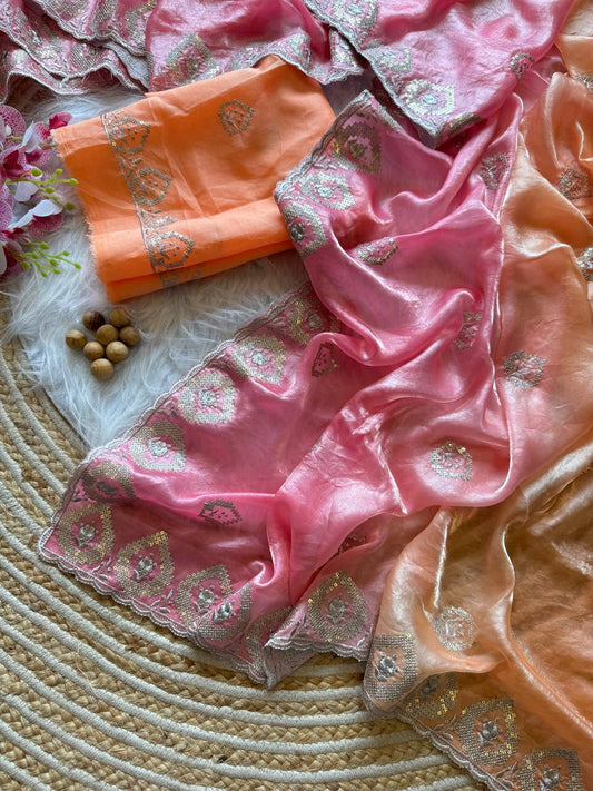 Premium Dual tone fandy silk Saree