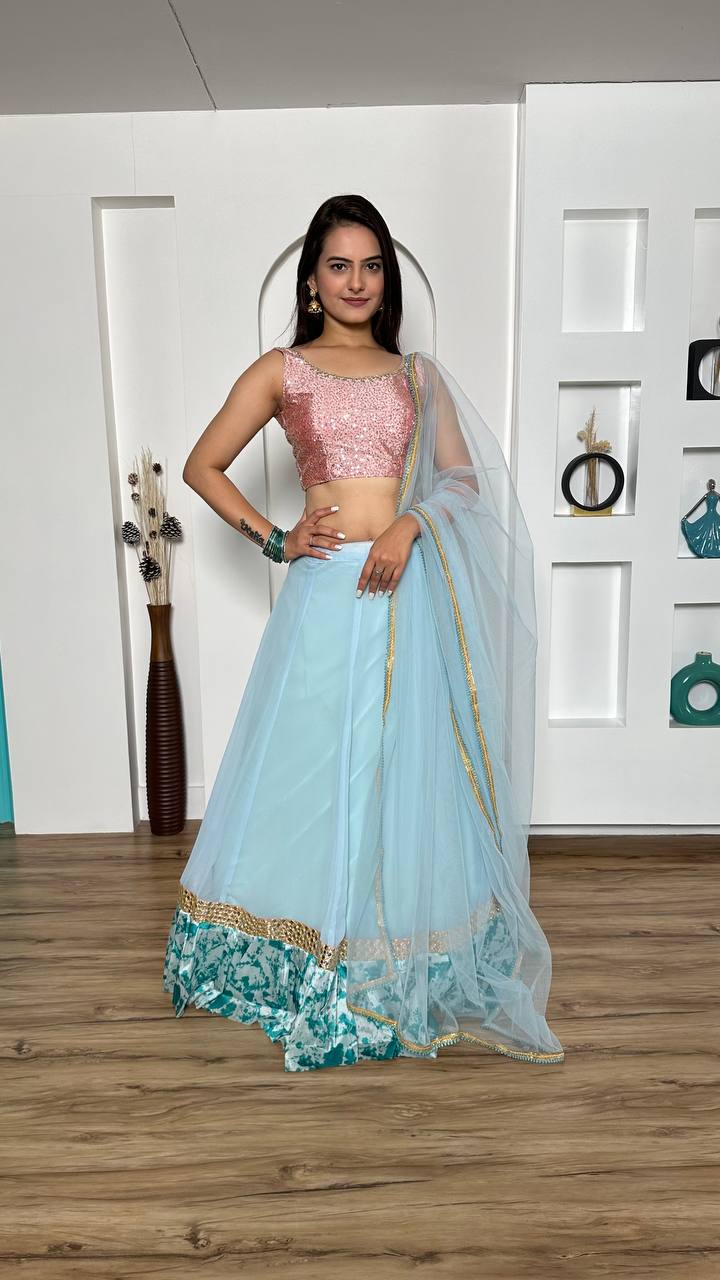 This powder blue lehnga set is a perfect pick for any occasion