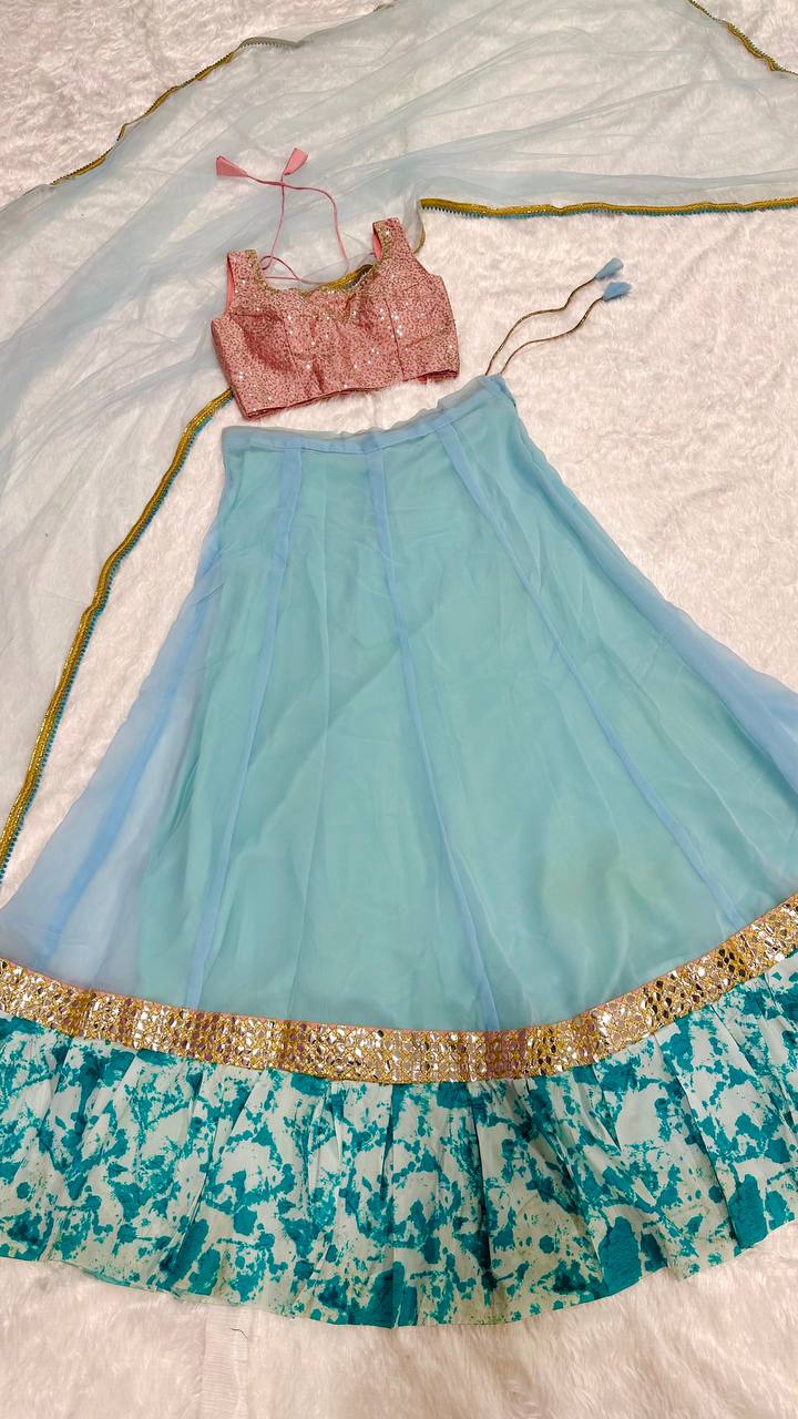 This powder blue lehnga set is a perfect pick for any occasion