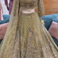 NEUER LEHENGA CHOLI AUS SAMT IM BEUTIQUE-STIL MIT STICKEREI UND KORDELN