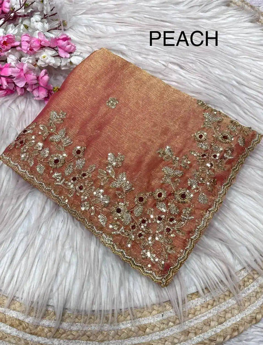 Heavy soft fandy chiffon silk fabric Saree