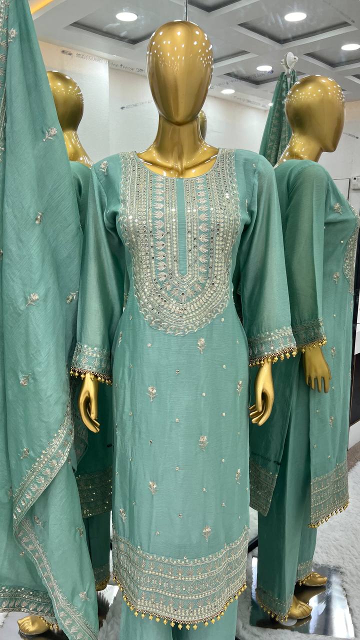 New Designer Collection In Faux Georgette With Heavy Embroidery Sequence Work