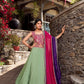 Plain With Sequins and Thread Embroidery Work Belt Lehenga