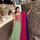 Plain With Sequins and Thread Embroidery Work Belt Lehenga
