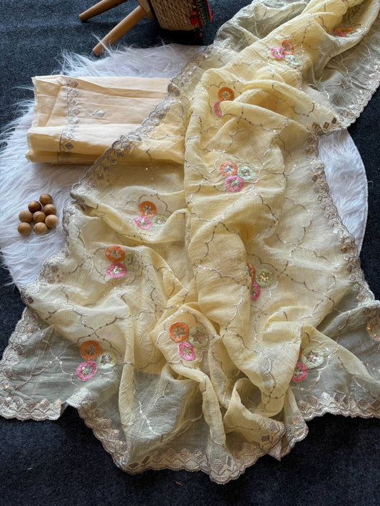 Soft Chiffon crunchy Blend Saree