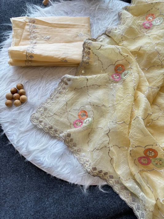 Soft Chiffon crunchy Blend Saree