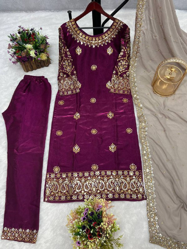 NEW RAMJAN SPACIAL READY TO WEAR COLLECTION 3 PIECE FANCY KURTI