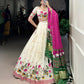 Khadi cotton Sequins And Thread Embroidery Work  Lehenga