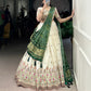 Khadi cotton Sequins And Thread Embroidery Work  Lehenga