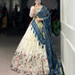 Khadi cotton Sequins And Thread Embroidery Work  Lehenga