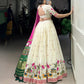 Khadi cotton Sequins And Thread Embroidery Work  Lehenga
