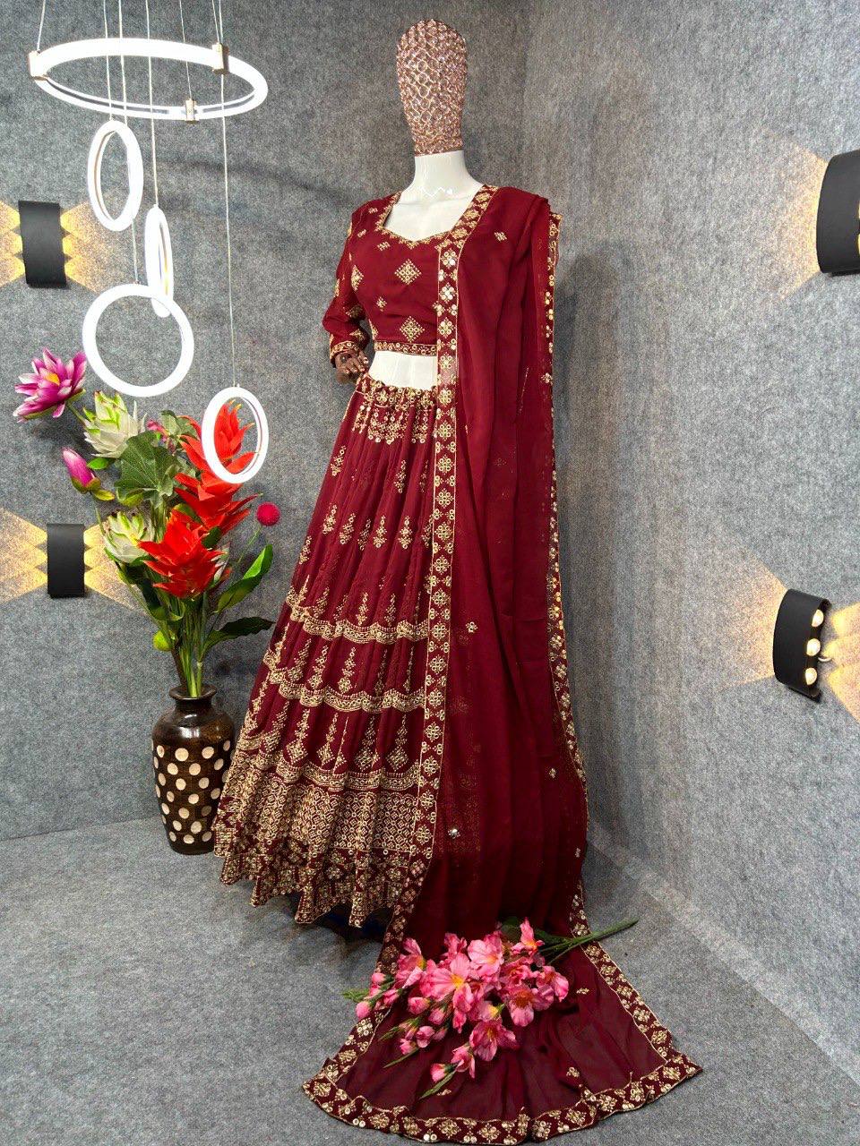 Embroidered Attractive Party Wear Embroidered Georgette Lehenga choli