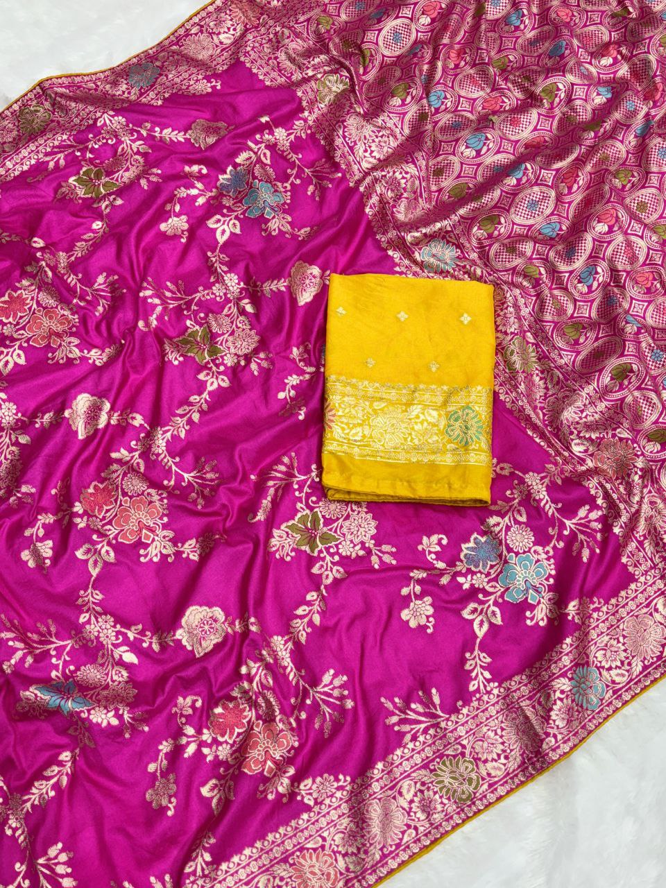 Presenting you the most beautiful Dola Silk Meenakari saree