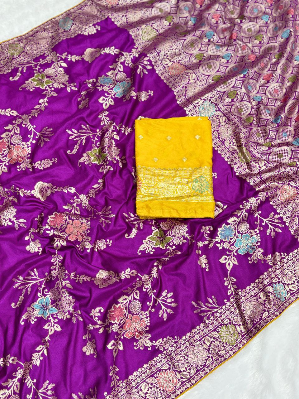 Presenting you the most beautiful Dola Silk Meenakari saree